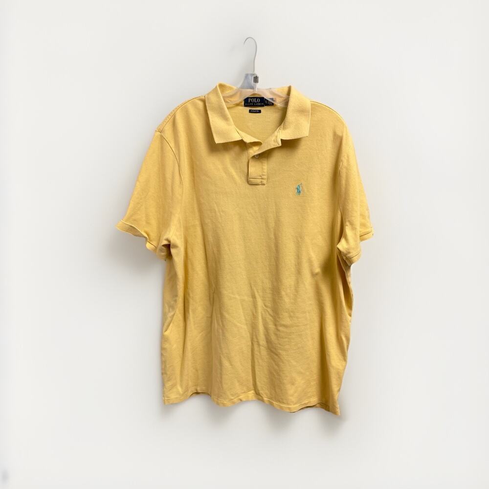 Ralph Lauren Mens Yellow Polo Shirt Size XL Classic Preppy Casual Golf